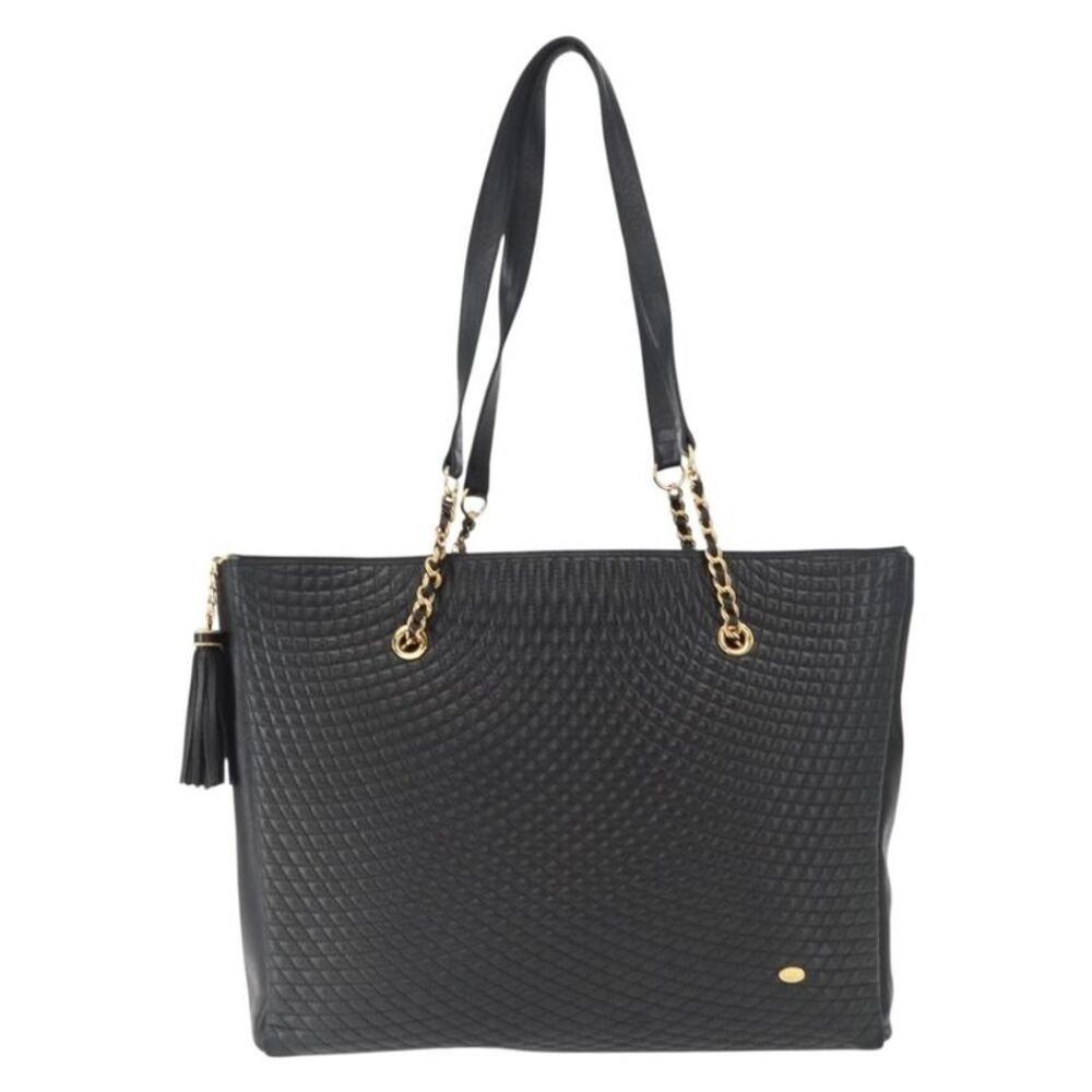 Bally Vintage Quilted Leather Black Leather Tote Bag Bag
